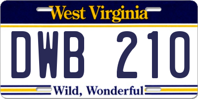 WV license plate DWB210