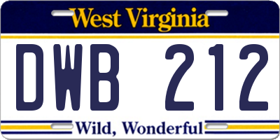 WV license plate DWB212