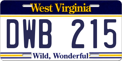 WV license plate DWB215