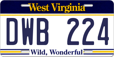 WV license plate DWB224