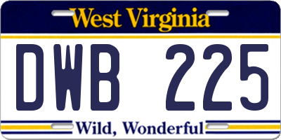 WV license plate DWB225