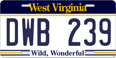 WV license plate DWB239
