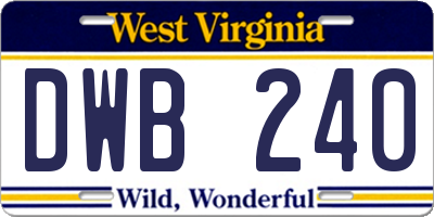 WV license plate DWB240
