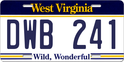 WV license plate DWB241