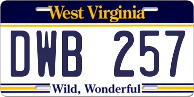WV license plate DWB257