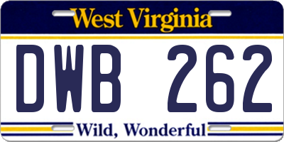 WV license plate DWB262