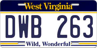 WV license plate DWB263