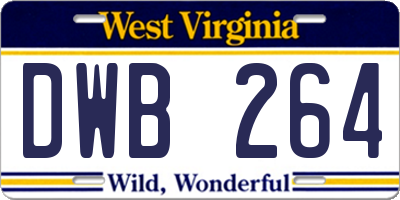 WV license plate DWB264