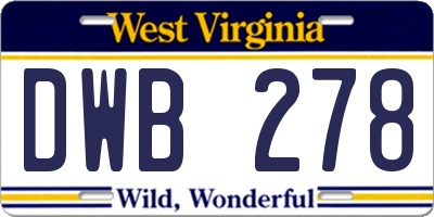 WV license plate DWB278