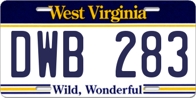 WV license plate DWB283
