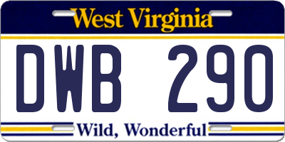 WV license plate DWB290