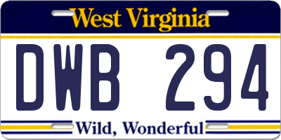 WV license plate DWB294
