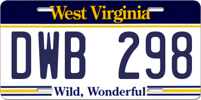 WV license plate DWB298
