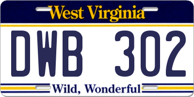 WV license plate DWB302