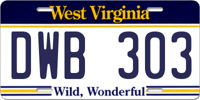 WV license plate DWB303