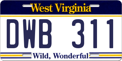 WV license plate DWB311