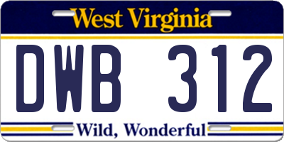 WV license plate DWB312