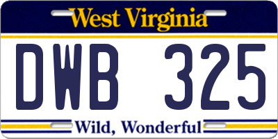 WV license plate DWB325