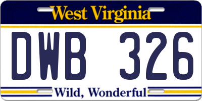 WV license plate DWB326