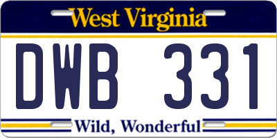 WV license plate DWB331