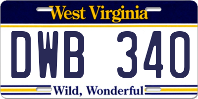 WV license plate DWB340