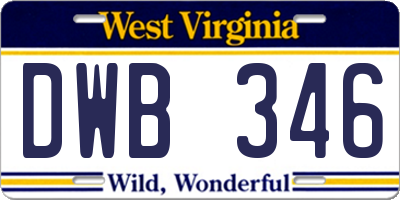 WV license plate DWB346