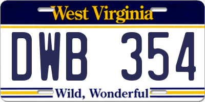 WV license plate DWB354