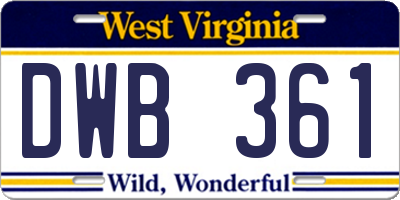 WV license plate DWB361