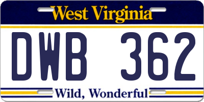 WV license plate DWB362