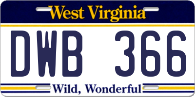 WV license plate DWB366