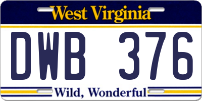 WV license plate DWB376