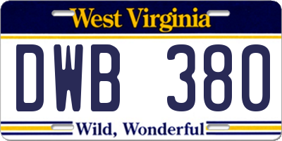 WV license plate DWB380