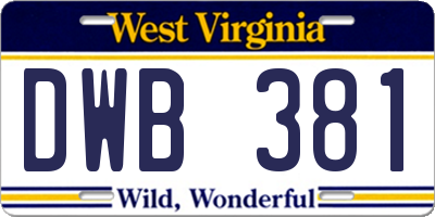 WV license plate DWB381