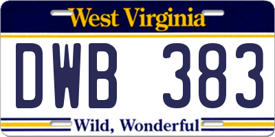 WV license plate DWB383