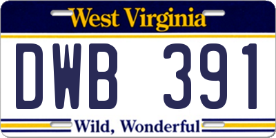 WV license plate DWB391