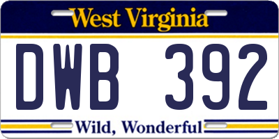 WV license plate DWB392