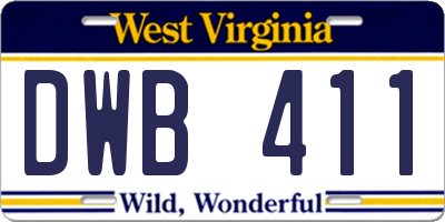 WV license plate DWB411