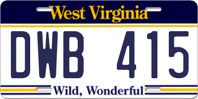 WV license plate DWB415