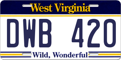 WV license plate DWB420