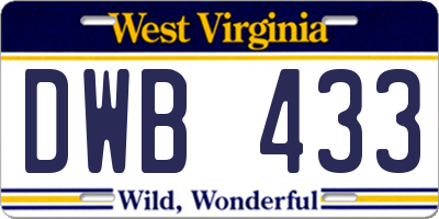 WV license plate DWB433