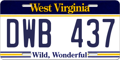 WV license plate DWB437