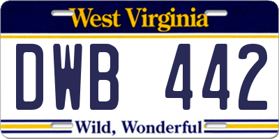 WV license plate DWB442