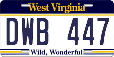 WV license plate DWB447