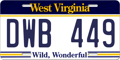 WV license plate DWB449