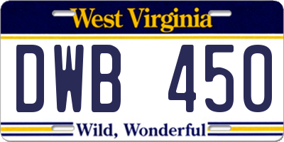 WV license plate DWB450