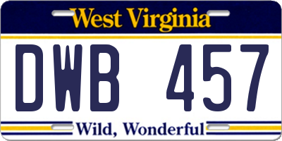 WV license plate DWB457