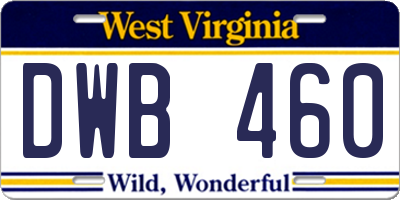 WV license plate DWB460