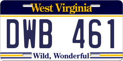 WV license plate DWB461