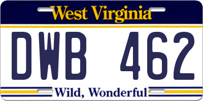 WV license plate DWB462