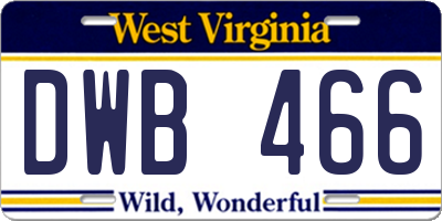 WV license plate DWB466